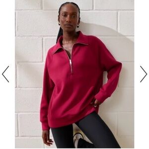 Abercrombie & Fitch YPB NeoKNIT half zip jacket, berry pink, small